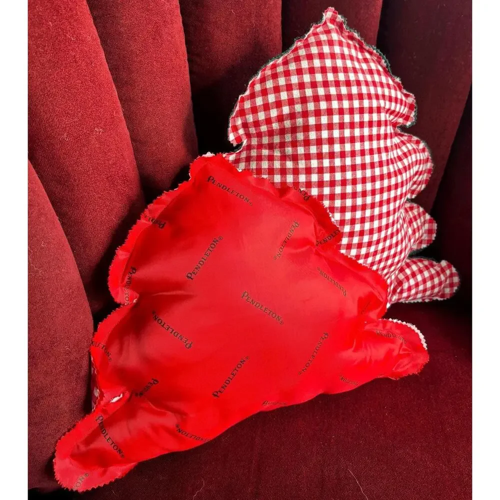 Handmade Christmas Tree Pillow Set: Red and Green Home Decor